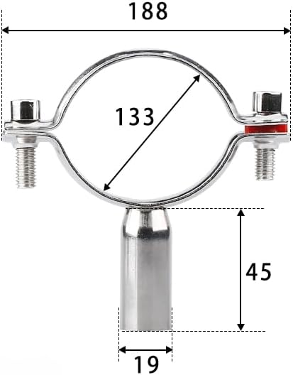 Fit 19-159mm OD Pipe Clamp Fixed Support Bracket Hanger 201 304 316 Stainless Steel for Tube Homebrew(133 L45,SS304 (304-bolt))