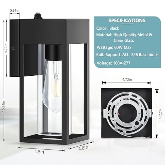 Dusk to Dawn Outdoor Lighting,Waterproof Porch Lights 2 Pack, Exterior Lighting Fixtures with Cylinder Lampshade, LED Wall Sconce Light for House Porch Patio Front Door Garage.