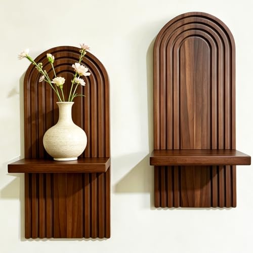Boho Rattan Wall Shelf Set