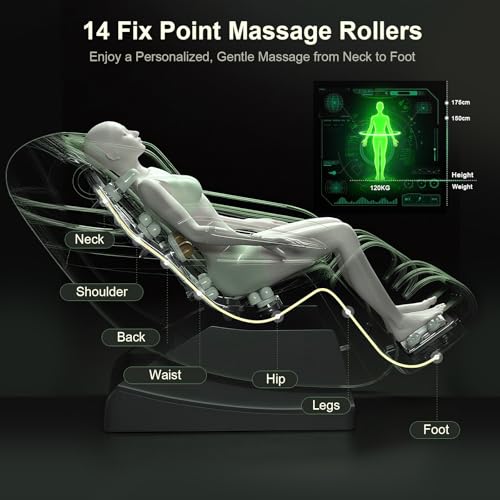 Poltrona Massaggianti Per Tutto Il Corpo Con Riscaldamento,14 Rulli Per Massaggio,Massaggio Piedi,8 Airbag, Altoparlante Bluetooth, Controller Touch Screen,Poltrona Massaggianteo Per Homer Theater - 3