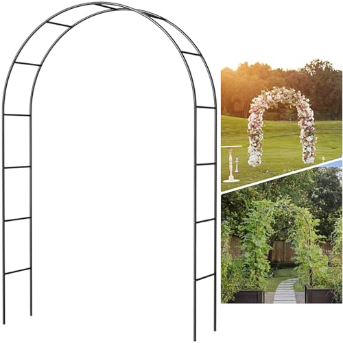 Galvanized Metal Garden Arbor,7.6ft H x 4.6ft W,Rust-Resistant Heavy-Duty Garden Arch Trellis for Climbing Plants Vines Roses, Ideal for Weddings, Bridal Events, Halloween, Christmas & Outdoor Decor