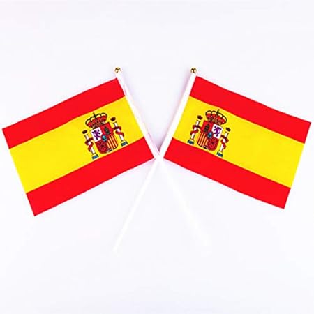 Frmarche pcs Drapeau De Espagne Petit Drapeau Tenu Dans La Main Mini Flag Espagnol 14 21cm Mini Banniere Espagnol Amazon Fr Jardin