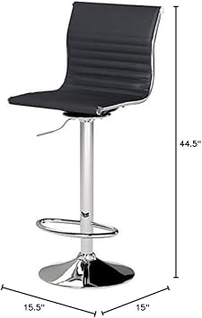 Black Adjustable Height Padded Vinyl Bar Stool Set