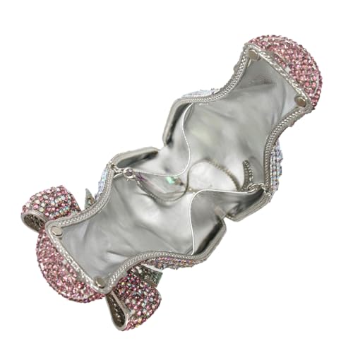 Image of UMREN Women Champagne Bottle Rhinestone Evening Bag Sweet Bow Diamond Clutch Purse Crystal Handbag for Party Cocktail