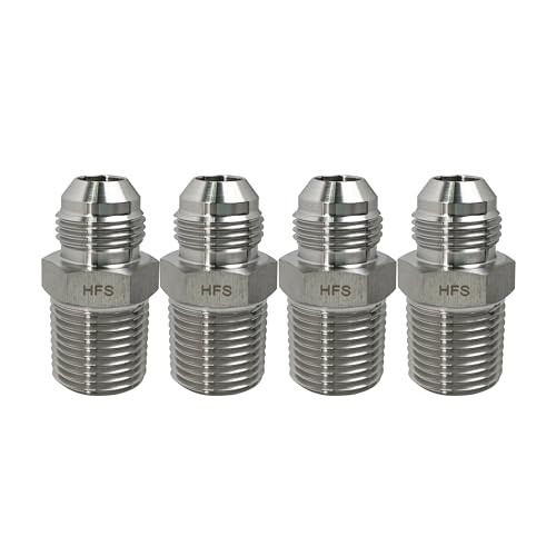 Image of HFS(R) 4PCS, 1 /2 inch NPT Male to 1 /2 inch JIC Male Adapter Flared Tube Fitting Pipe Connector Stainless Steel 304