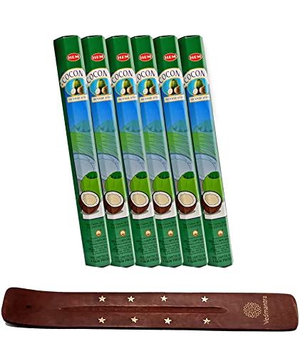 Vedmantra Encens Noix de coco Collection - Premium Brands - Satya, Hem, Stamford et beaucoup plus (Lot de 6 + support) Cover