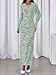 BTFBM Wedding Guest Dresses for Women 2026 Spring Elegant Floral Lace Ruched Long Sleeve Bodycon Cocktail Party Maxi Dress(Light Green, Medium)