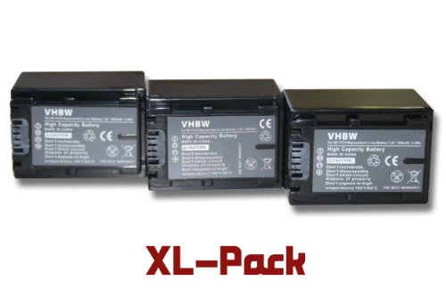 3 x vhbw Set baterías 1300mAh para videocámara Sony HDR-XR350E, DCR-SX50E, DCR-DVD310E, DCR-SX34E, HDR-XR350VE, DCR-SX60E, DCR-DVD410E