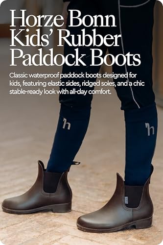 Image of HORZE Bonn Kids Rubber Horse Riding Boots, Waterproof Paddock Shoes | Kids Riding Boots for Girls and Boys, Comfortable Equestrian Boots, Strong Grip for Lessons, Daily Stable Activities, Show