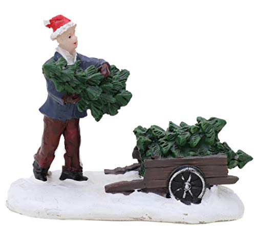 Toyland® Mini Resin Christmas Collectible Ornament - Village Scene Accessories - Xmas Figures (Tree Worker 3.5 x 2.5 Inch)