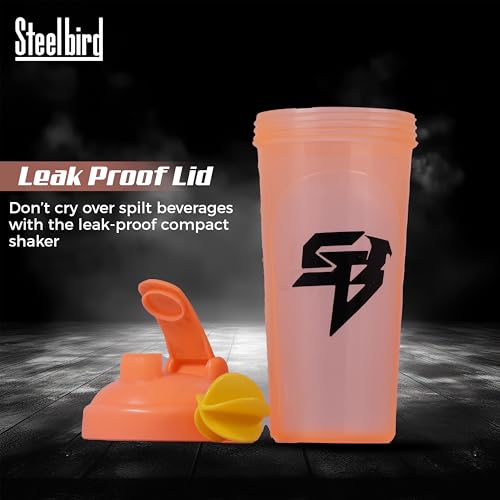 Image of Steelbird Super 700ml: High-Performance Gym Protein Shaker Bottle - Boost Your Workout! (Orange)