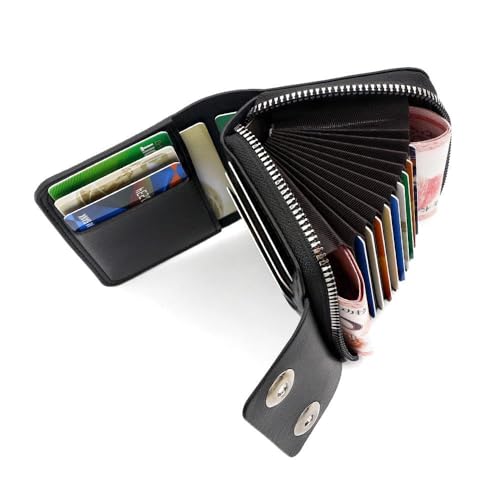 Image of Leather Card Wallet,11 Card Slot 2025 Organ Style,Magnetic Buckle,Large Capacity PU Leather Card Wallet for Men and Women,Card Holder Case(Black)