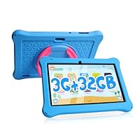 ATMPC Kids Tablet 10 inch Android 13 Tablet for Kids, 3GB RAM+32GB ROM Toddler Tablet with 6000mAh Battery IPS HD Display Support WiFi Bluetooth Parental Control Kids Learing Tablet with Blue Case