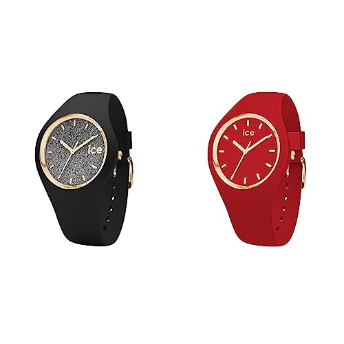 Montre noire femme Ice-Watch en silicone souple anti-irritation Ice Glitter 001356