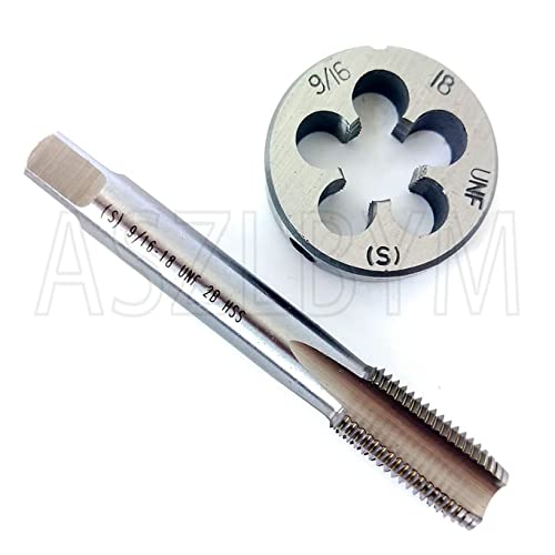 9/16-18 UNF Tap and Die Set 4 Flutes HSS Bottom Taper RIight Hand Thread Tap And Round Thread Die Set - Thumbnail 2
