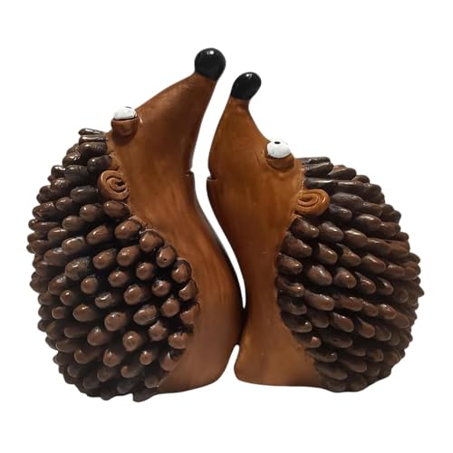 perfk 2 estatuas de Erizo en Pareja, Adornos de Escritorio, Manualidades, Regalos de inauguración de la casa para estantería, decoración Exterior de