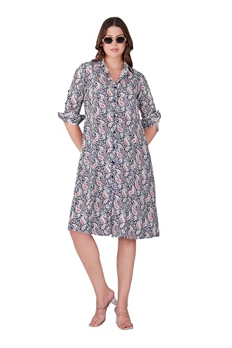 Image of Midi Dress for Women | Rayon A-Line Dress with Pockets | Casual Western Dress for Women | Comfortable Everyday Wear