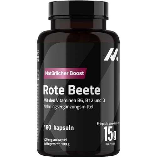 Rote Beete Kapsel mit Vitamin B6 B12 & D3 180 vegane Kapseln Rote Bete Extrakt Beetroot