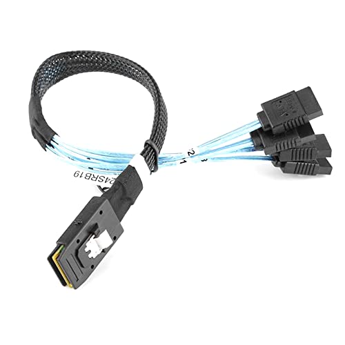 ezqnirk 1pcs Mini SAS 4i SFF-8087 36-Pin Male to 4 SATA 7-Pin Splitter Adapter Cable Connecter Cable Wire Cord,0.5m SAS SATA Cable