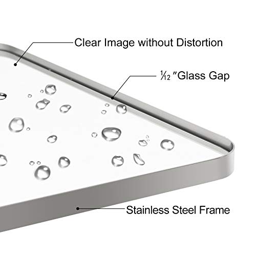 image for ANDY STAR Polished Nickel Mirror for Bathroom, 22”x30” Silver Meta