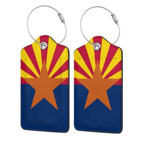 Arizona State Flag Luggage Tag for Suitcase, Women Men Leather Suitcase Tags with Privacy Cover for Travel Bag Cruise