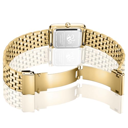 Image of Asan Ge Watches for Women Vintage Bracelet Roman Dial Japanese Movement Rectangular Case Watch 3ATM Waterproof Self-Adjust Watch Size Without Tools