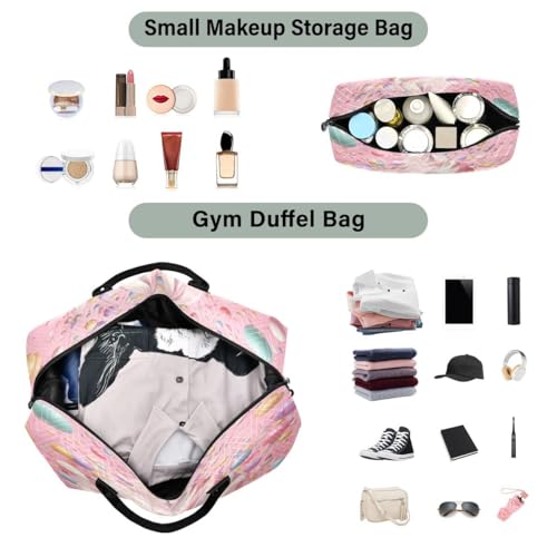 Lovely Stylish Ice Cream Travel Duffle Bag Gym Bag Weekender Bags with Toiletry Bag Travel Trip Tote Bag4