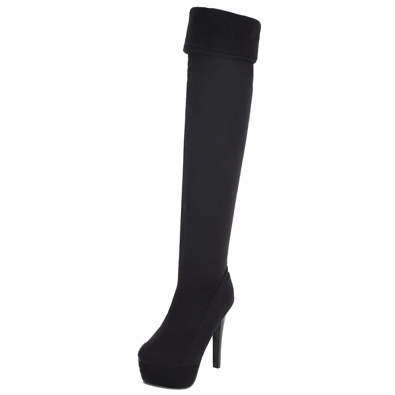 Bviennic Femmes A Enfiler Mode Cuissarde Aiguille Leopard Boots