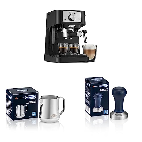 De'Longhi Stilosa Manual Espresso Machine, Latte & Cappuccino Maker & Stainless Steel Milk Frothing Pitcher, 12 ounce (350 ml) & DLSC058 Coffee Tamper - image 1