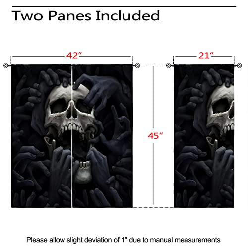 Oninuo Horror Skull Blackout Curtains For Girls Boy Home Decor, Halloween Scary Cursed Hands Bloody Grommet Thermal Insulated Drapes Darkening Window Curtain For Bedroom Living Room, 42 X 45 Inch #TOP2