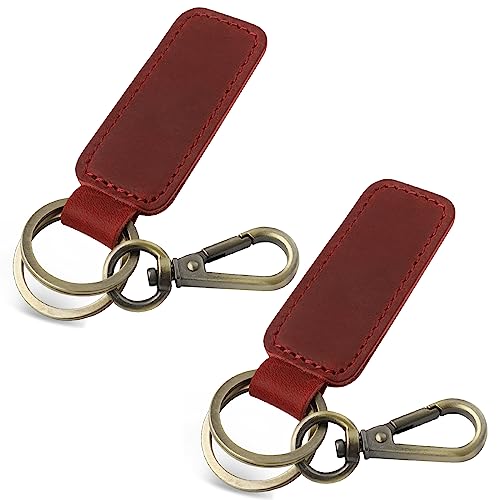 Image of Jack&Chris Genuine Leather Car Keychain, Universal Key Fob Keychain, Leather Key Chain Holder for Men and Women, JC306