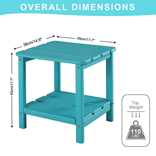 Abcpatio Outdoor Weather Resistant Adirondack Side Table With 2 Shelves For Patio Backyard Pool, Turquoise #TOP3