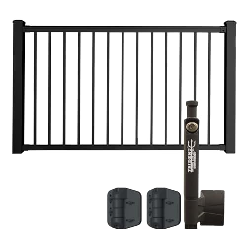 Image of Weatherables 36 in. H x 5 ft. W Stanford Gate Kit - Aluminum Indoor & Outdoor Railing Kit for Decks, Porches & Balconies, Made with Durable & Low-Maintenance Black Textured Powder-Coat Finish