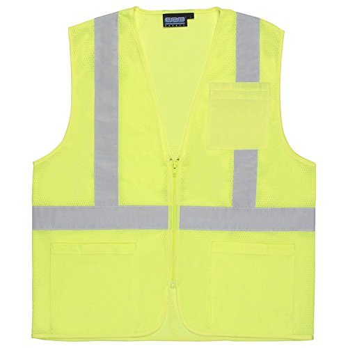 S363P Type R, Class 2 Economy Mesh Zip Front Safety Vest With Pockets, Hi Viz Lime, 2X. 1 Per Bag. #TOP12