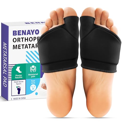 BENAYO Orthopedic Metatarsal Pads,Ball of Foot Cushion with Gel Pad for Women and Men, Foot Pads for Ball Pain Relief, Morton's Neuroma, Metatarsalgia Support.