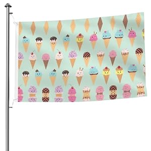 Xlewsieu Black-48 Eiswaffel-Flagge 1,5 x 2,4 m