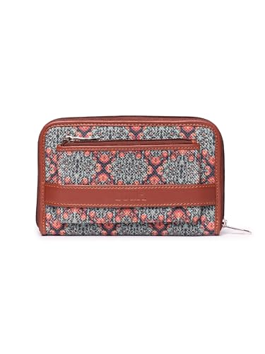 Image of ZOUK Women Kolkata Nouveau Motif Printed Handcrafted Classic Zipper Wallet Clutch Purse