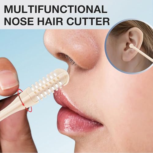 vlrbfl Nominateh Nasal Hair Cutter, Sightfelt Nasal Hair Cutter, 2 in 1 Spiritukal Nose Hairs Trimmer Women Men, 360° Portable Manual NoseHair Trimmer with Ear Picker (8pcs)