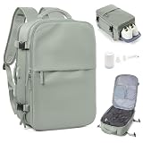 suradar Vakuum Rucksack Handgepäck Vacpack, Vacuum Backpack Travel Airbag Rucksack mit Vakuumsystem für Easyjet Handgepäck 45x36x20 für Flugzeug Reiserucksack Vakuum Herren und Damen Grasgrün