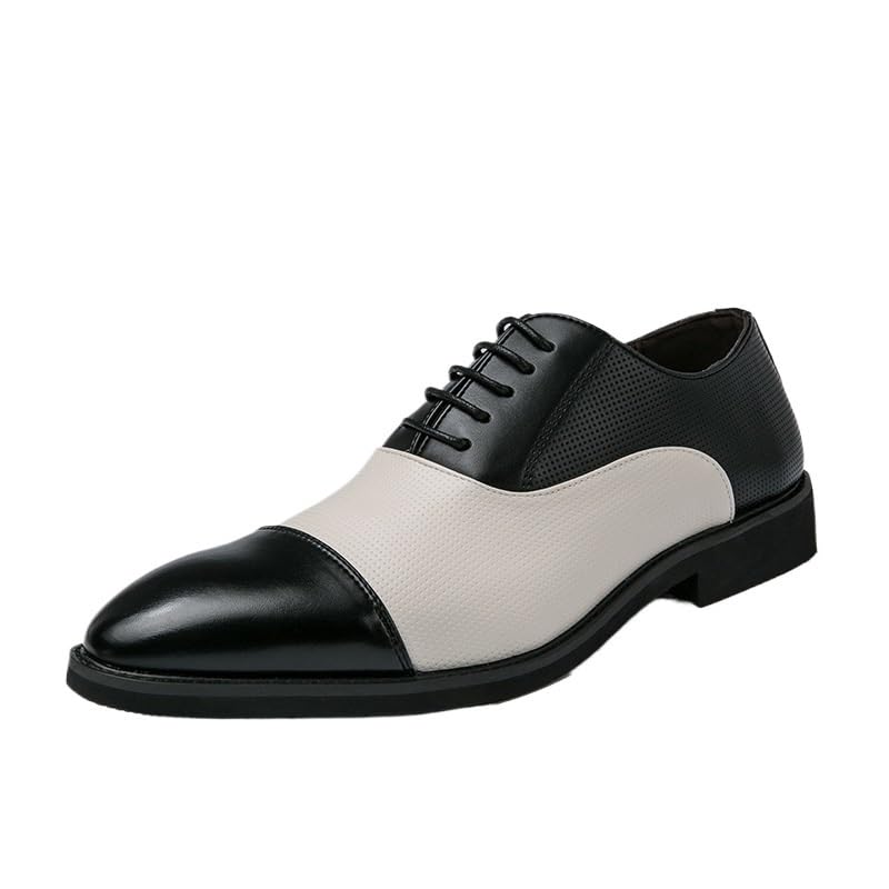 Men's Two Tone Color Matching Lace-up Shoes All-Match Executive Dress Shoes Comfortable for Long Hours