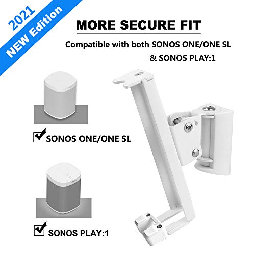 Emaquin Wall Mounts Brackets-Pair Set(2Pcs) For Sonos One/Sonos One Sl/Sonos Play 1 Speaker (Include 2Pcs,Swivel And Tilt,Compatible With Both Sonos One/One Sl/Sonos Play 1,White Pair) #TOP2
