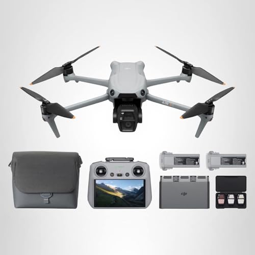 DJI Air 3S Fly More Combo (RC 2 Screen Remote Controller), Drone with 1" CMOS Wide-Angle & Medium Tele Camera for Adults, 4K/60fps, Omnidirectional Sensing & 3 Batteries for Extended Flight Time