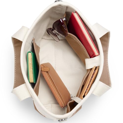 Image of Lands' End Natural Open Top Canvas Tote Natural /rich Camel Small Regular Handle