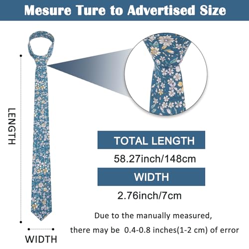 Image of Mantieqingway Men's Cotton Floral Neck Tie 2.56'' Printed Skinny Tie
