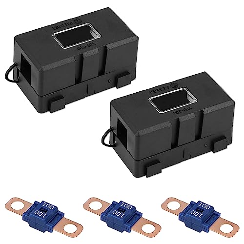 mizikuu Midi Sicherungshalter, 2 Stück Kfz Auto-Sicherungshalter und 3 Stück Midi Sicherung Mega Sicherung 40A 50A 60A ANS Hochstromsicherung 12V-58V für PKW, LKW, Baufahrzeuge, Busse, Wohnwagen