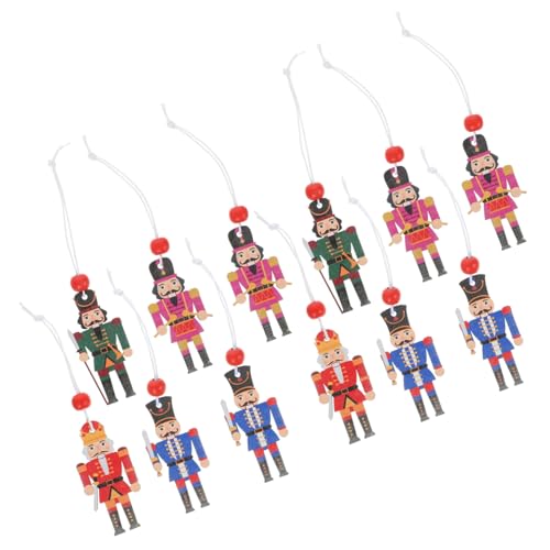 PEPLAYTAL 12 Piezas Adornos Colgantes Cascanueces de Madera Coloridos para Fiesta Decoración Navideña Exterior Interior
