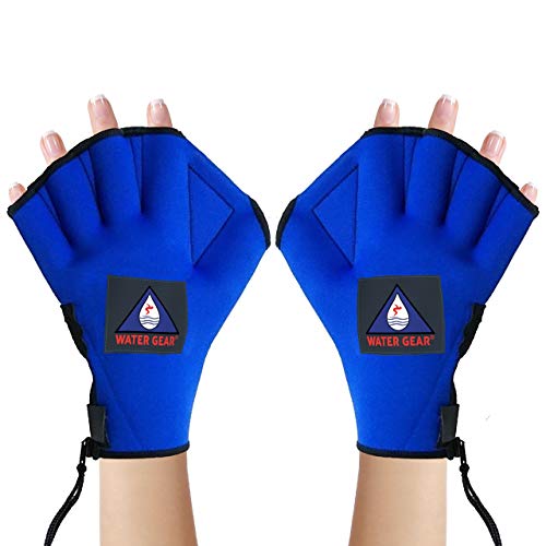 Water Gear Neoprene Fingerless Force Gloves - Aqua Fitness Gloves - Great For Workouts And Diving - Designed With Enhanced Grip - 50% More Resistance - Medium (Royal Blue) #TOP1