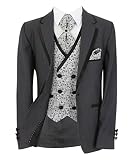 Jungen Page Boy Anzug Slim fit 5 Teiliges Hochzeits- Abendessen-Geburtstagsparty Set in Grau Größe 4 Jahre