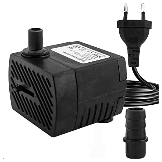 Mini bombas de agua (350 l/h, 5 W), bomba de acuario ultra silenciosa con alta carrera, bomba de fuente con cable de alimentación de 1,5 m, 2 boquillas para acuarios, estanques, fuentes, estatuas,