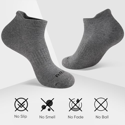 Mens Ankle Socks 6 Pack Low Cut Athletic Running Cushioned Tab Socks3